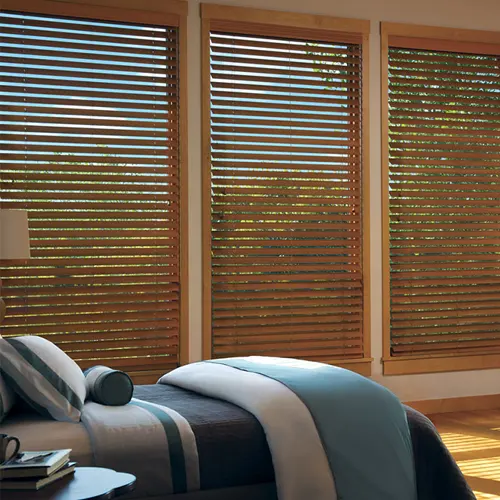 Bedroom wooden blinds